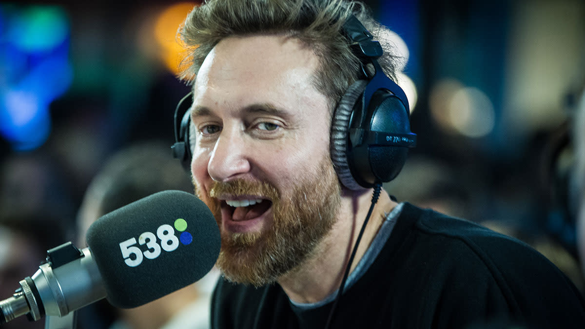 David Guetta bij Radio 538 in 2018.