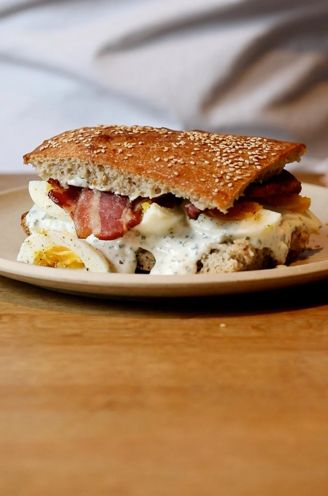 Egg & Sloppy Bacon Sandwich