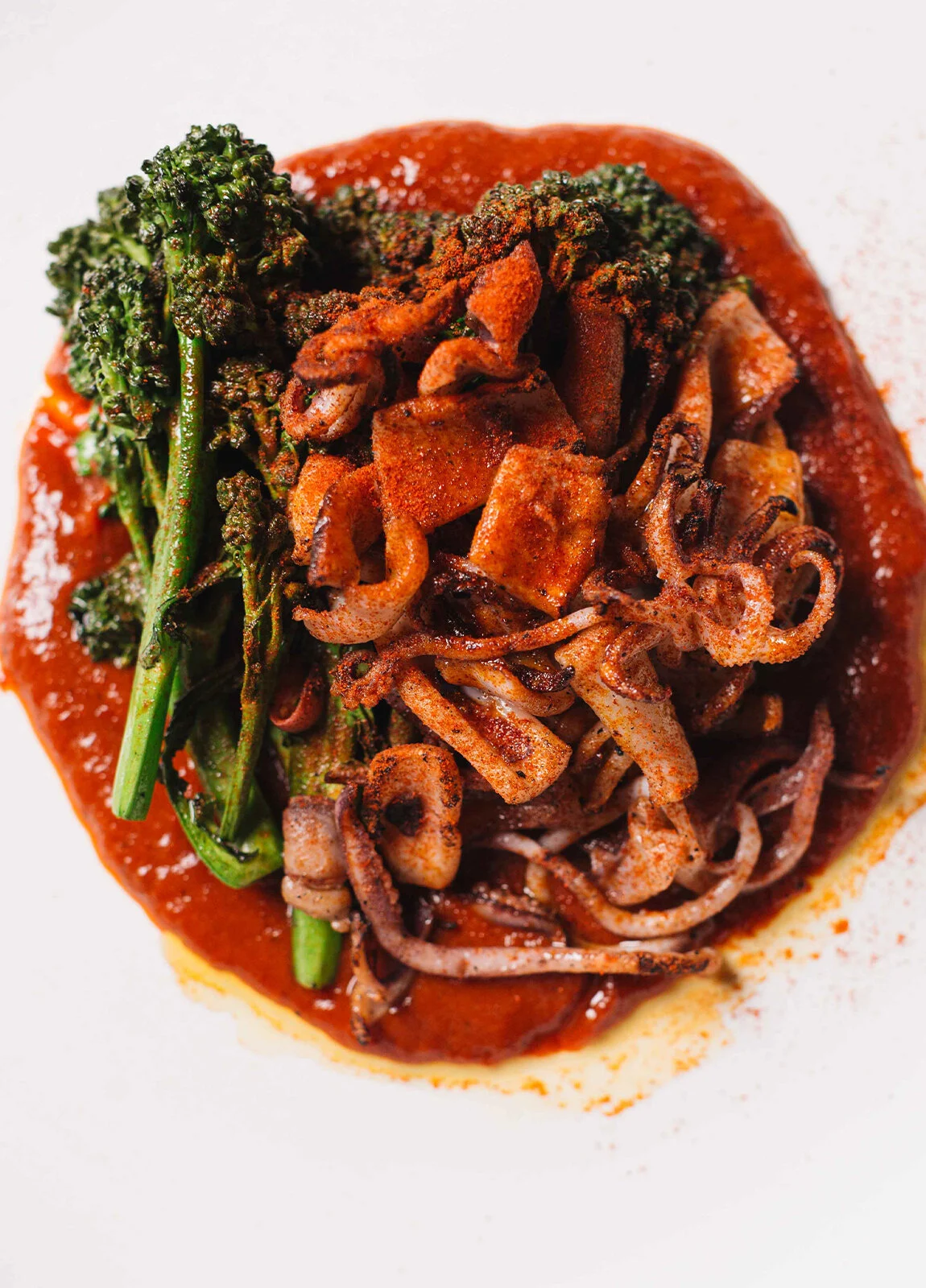 Grilled Squid, Broccolini & Romesco