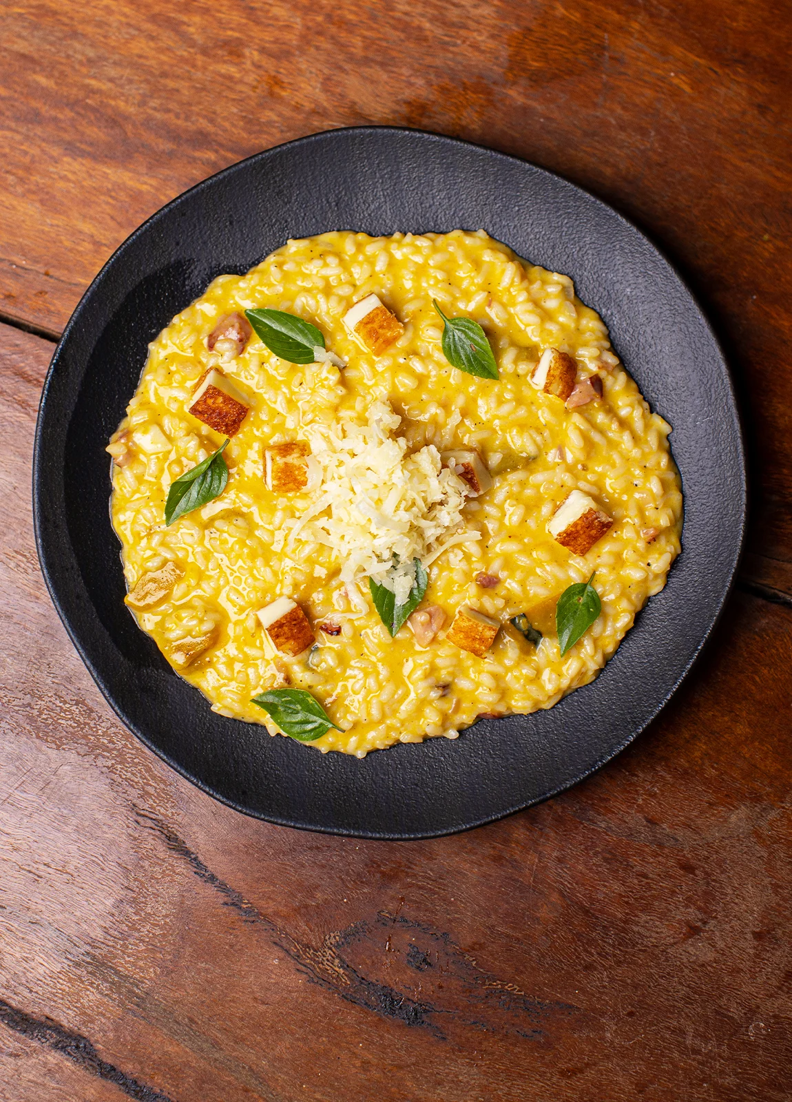 Pumpkin Risotto with Bacon & Cheese