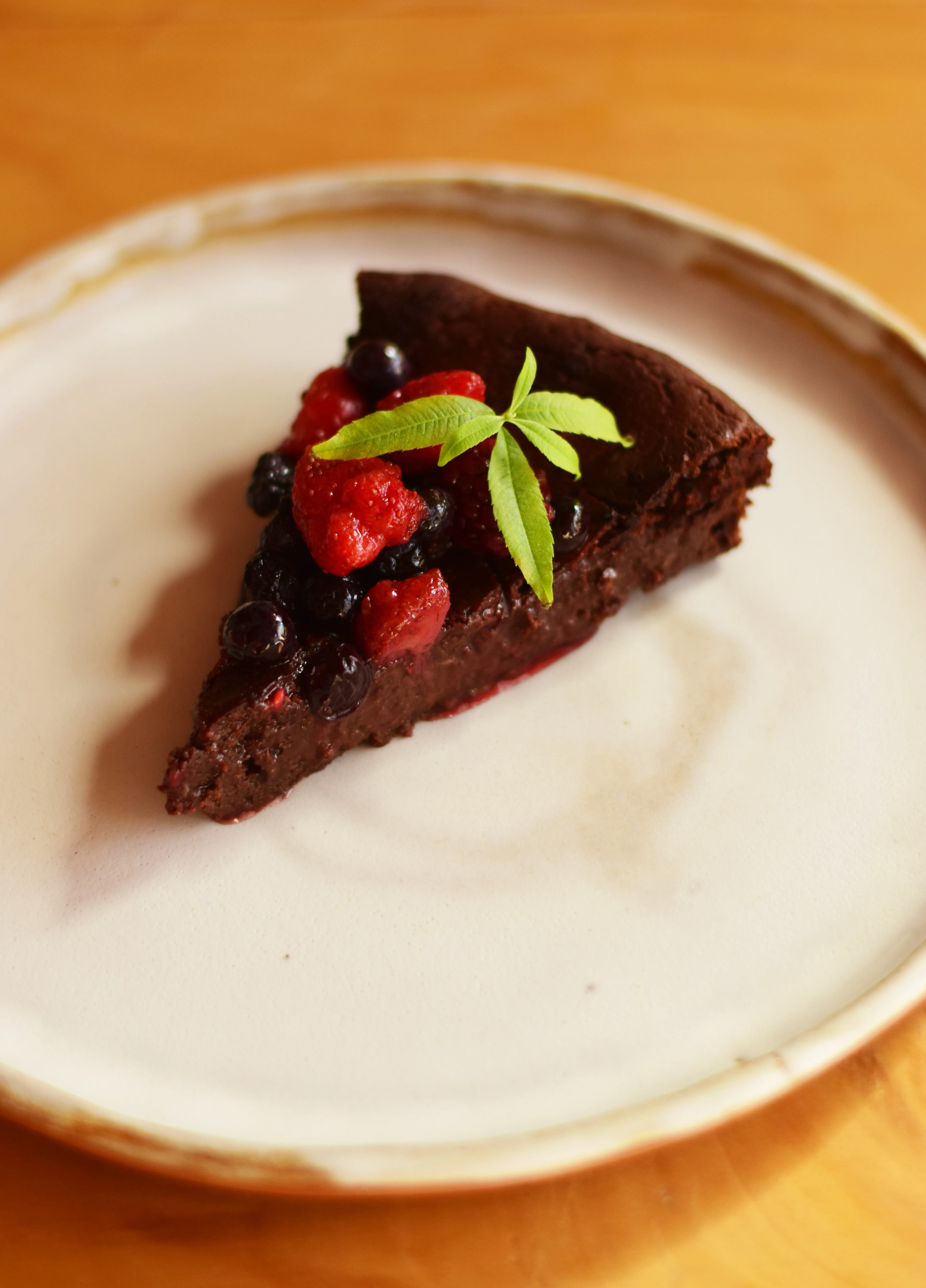Moist Chocolate Cake with Berries Topping