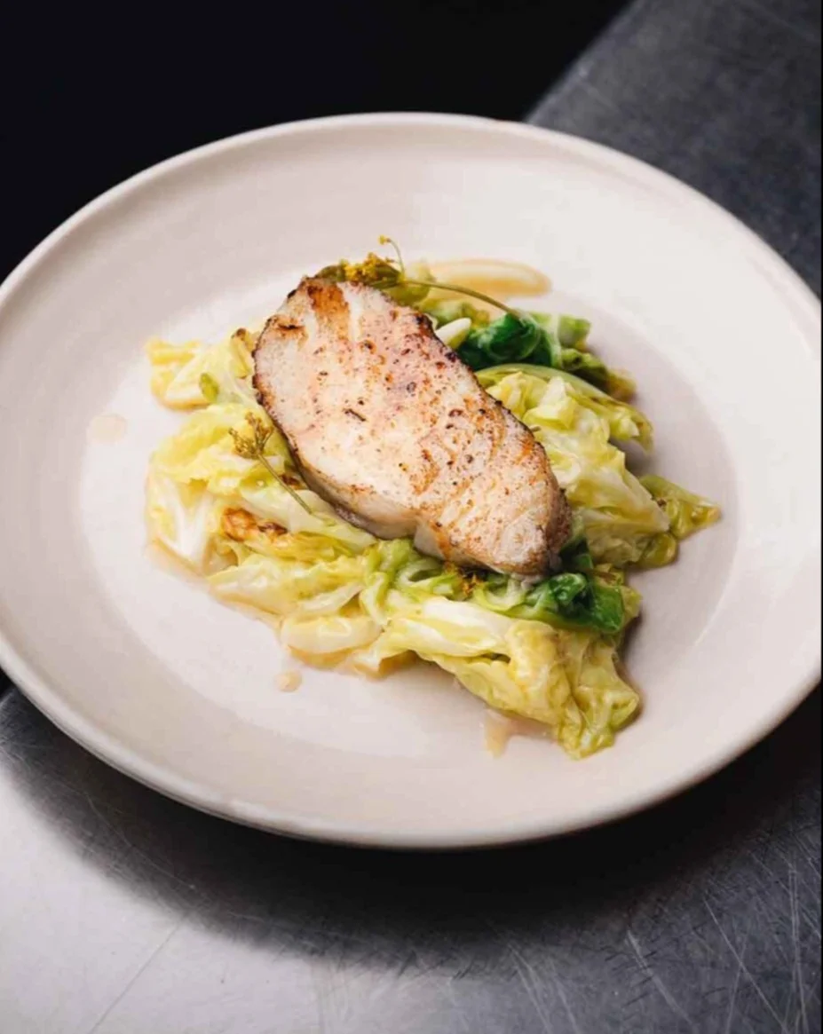 Grilled Cod with Sautéed Cabbage & Dill