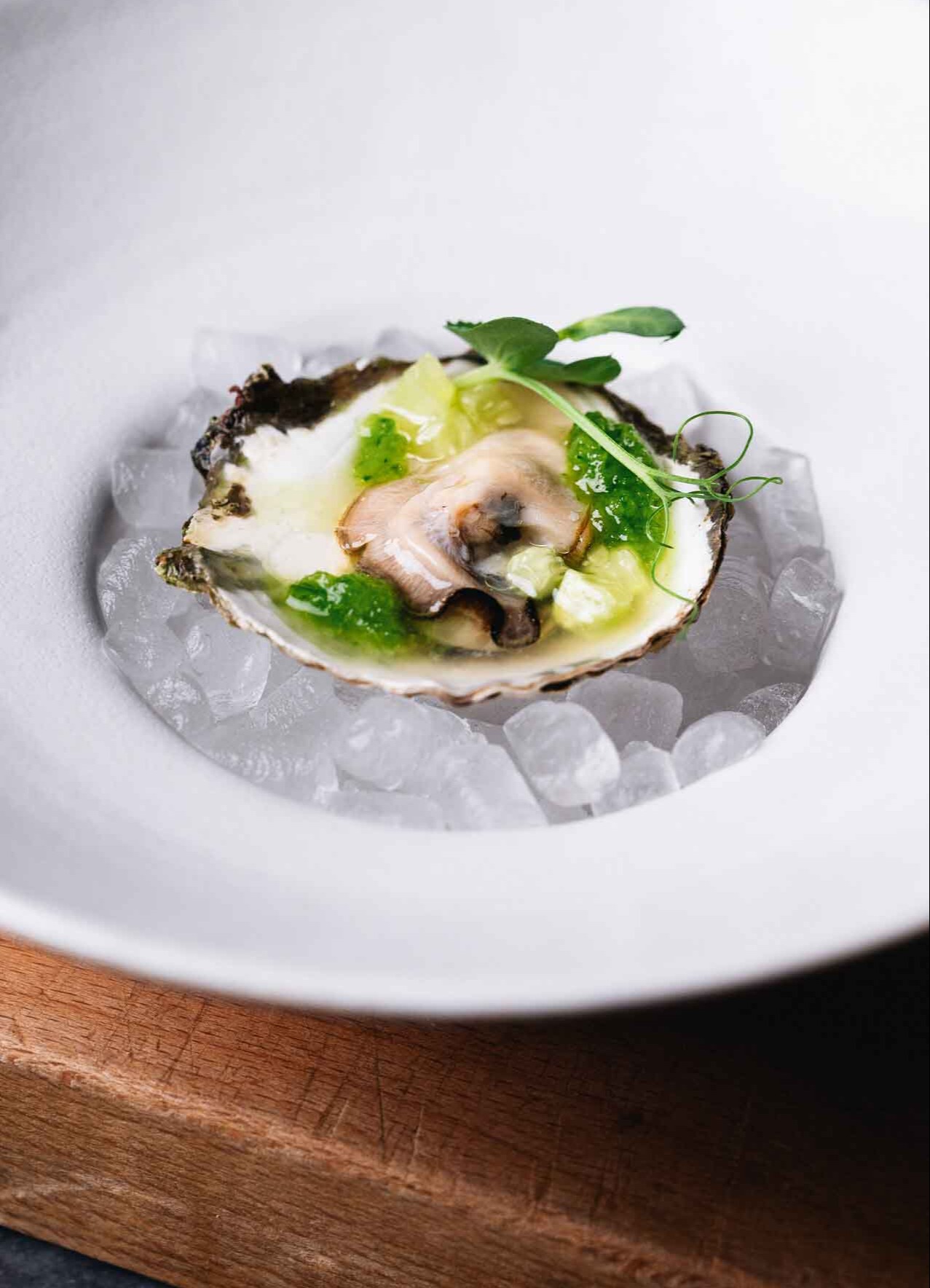 Oyster with Yuzu Vinaigrette & Cucumber