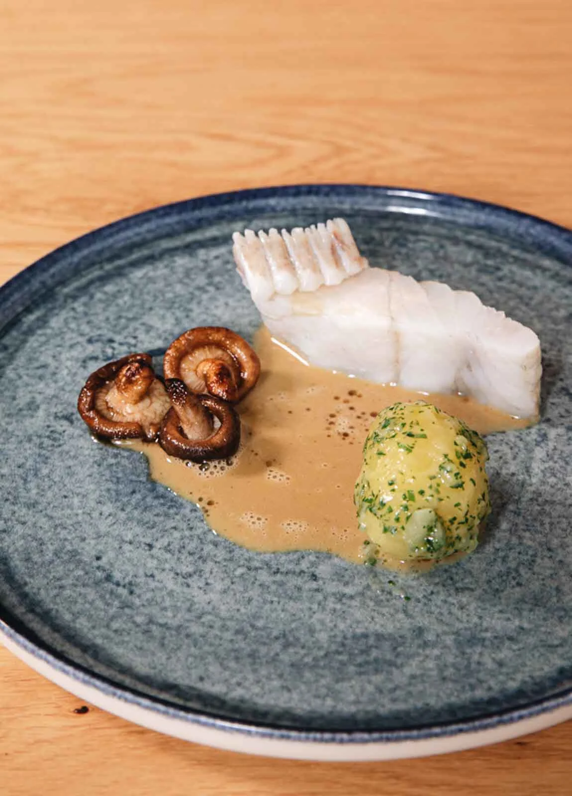 Steamed Turbot with Potatoes & Mushrooms