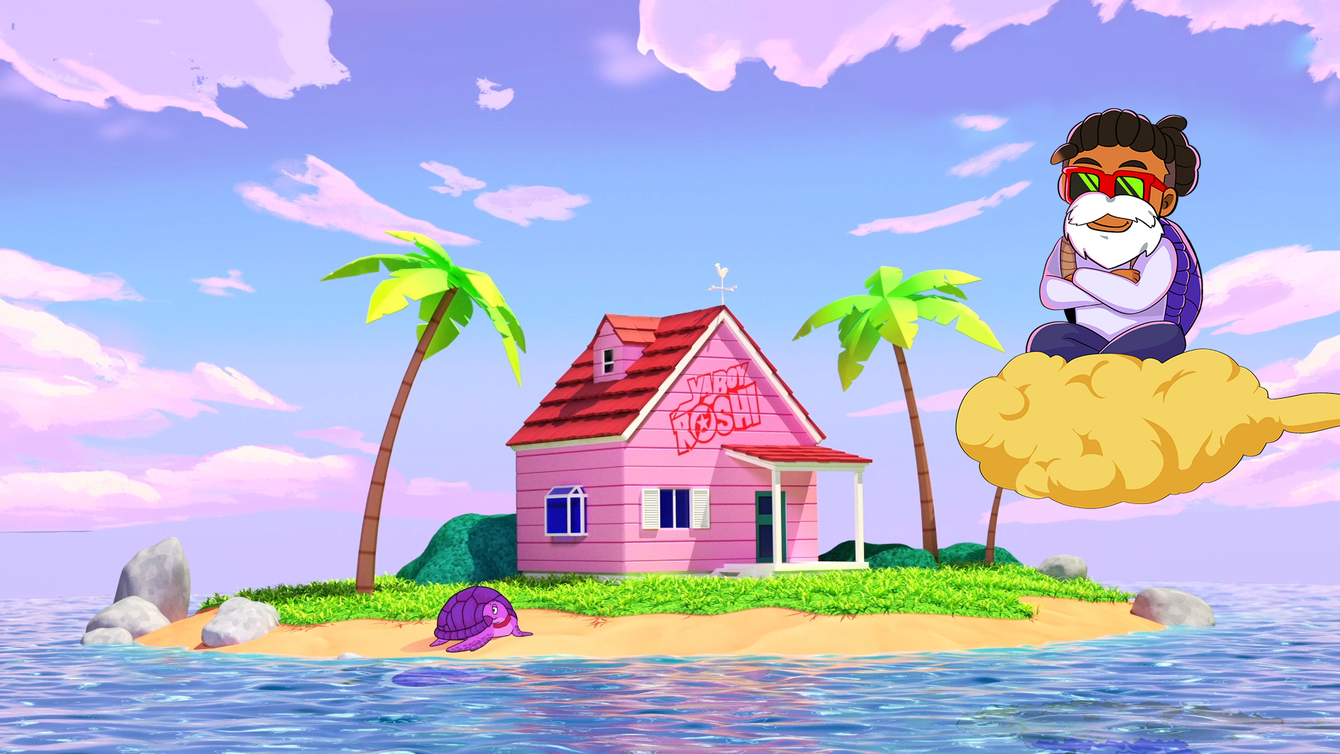 YaBoyRoshi tropical island scene ultra-wide