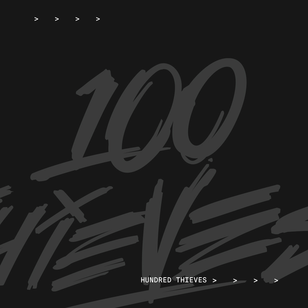 muted 100 thieves logo over black background
