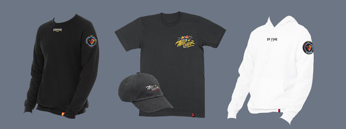 CouRage Season 2 Merch line tshirts hats and shirts