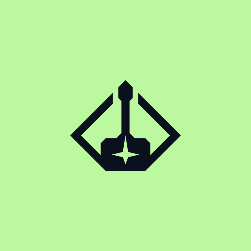 Hammer icon over light green background