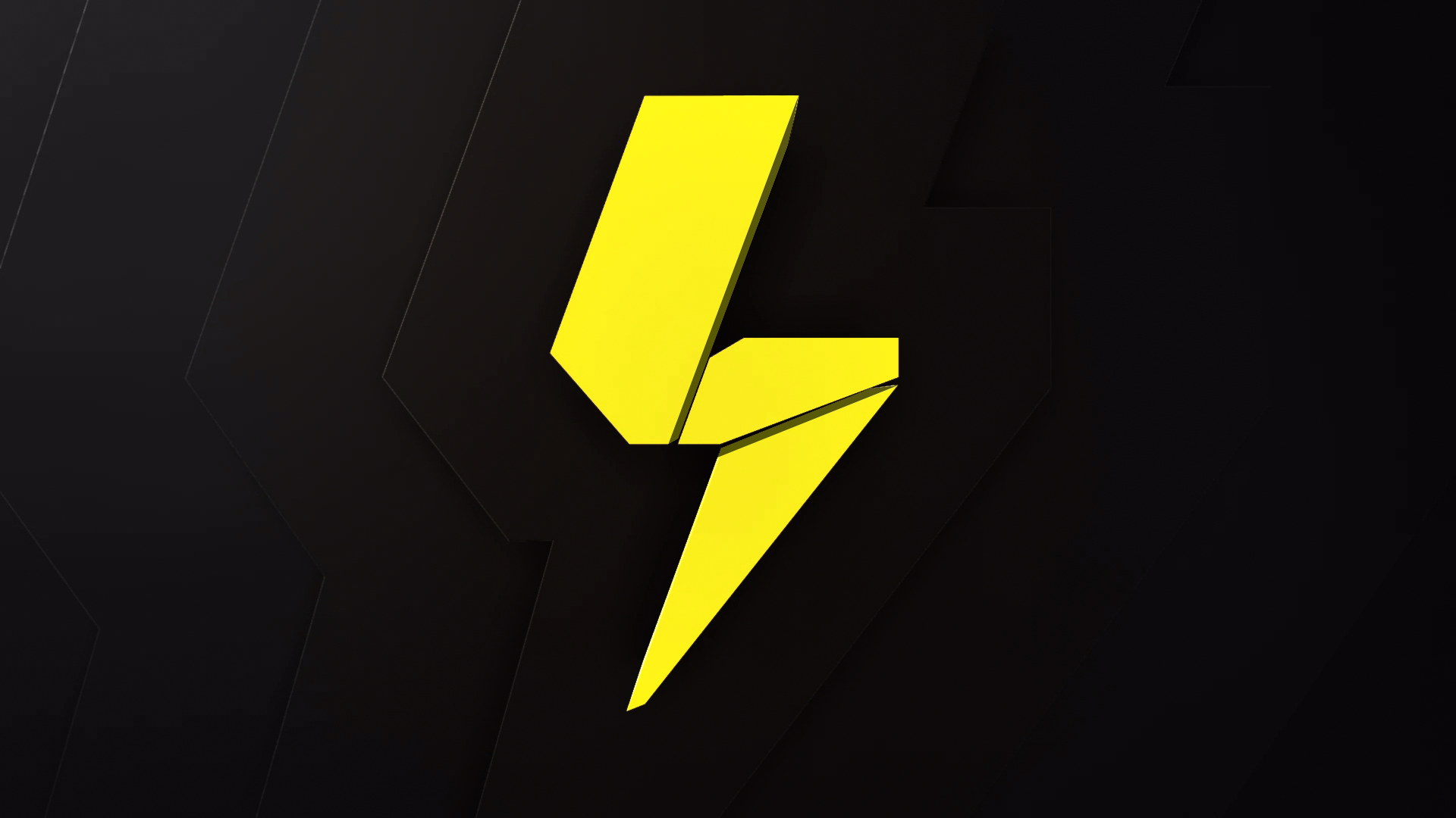 yellow lightning bolt over grooved dark background