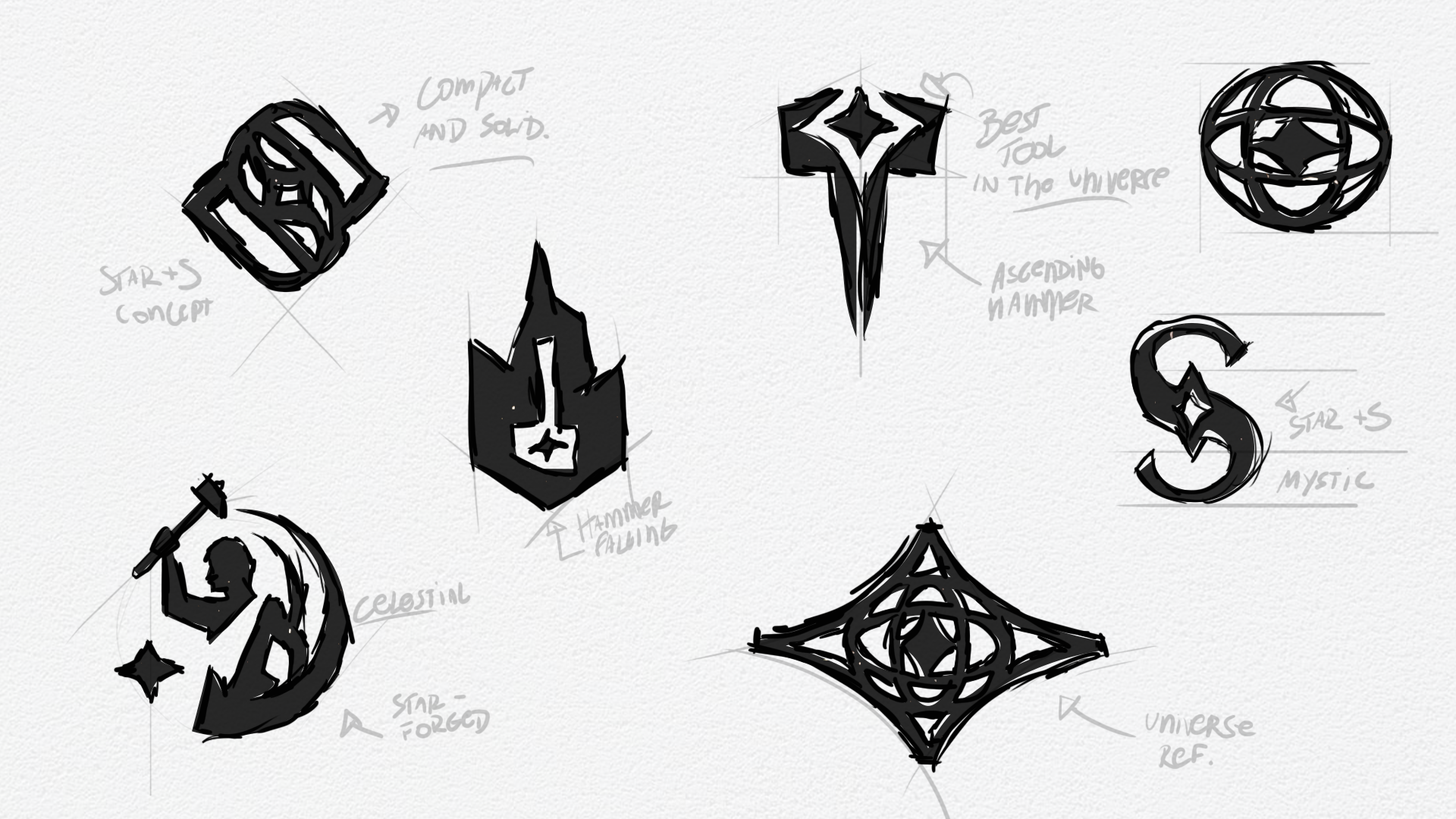 7 Starforge Systems icon concept sketches