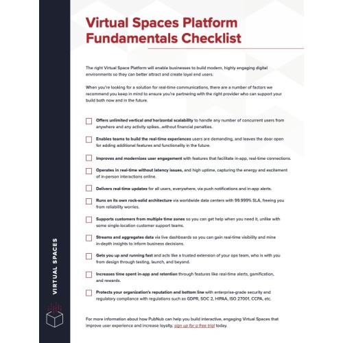 Virtual Spaces Platform Fundamentals Checklist