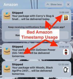 Timestamp on Text Messages - Poor Amazon Usage