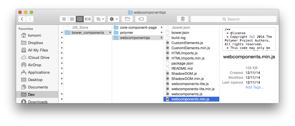 File structure after a bower install of Polymer