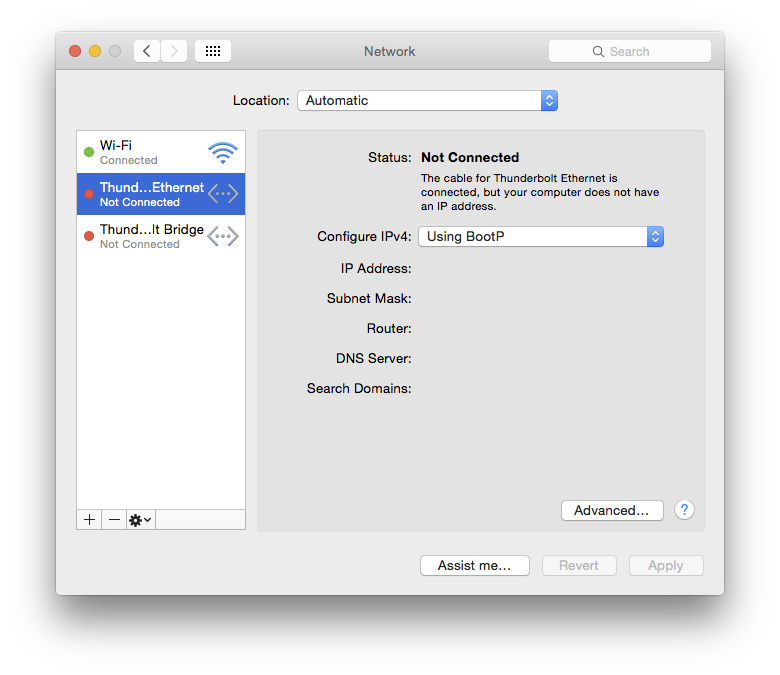 Using Thunderbolt Ethernet adapter to share MacBook connection with Galileo