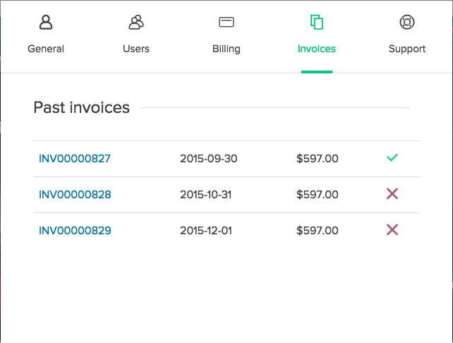 Invoices tab