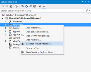 Open Manage NuGet Packages menu