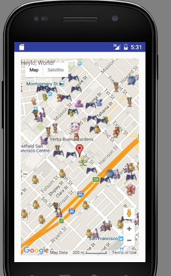 Android Pokemon Map around PubNub