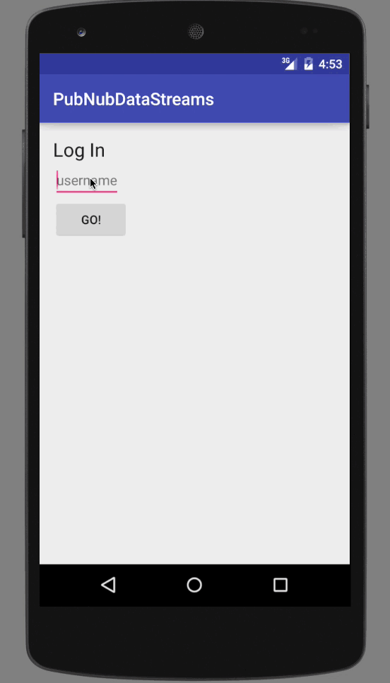 Screen capture of running application