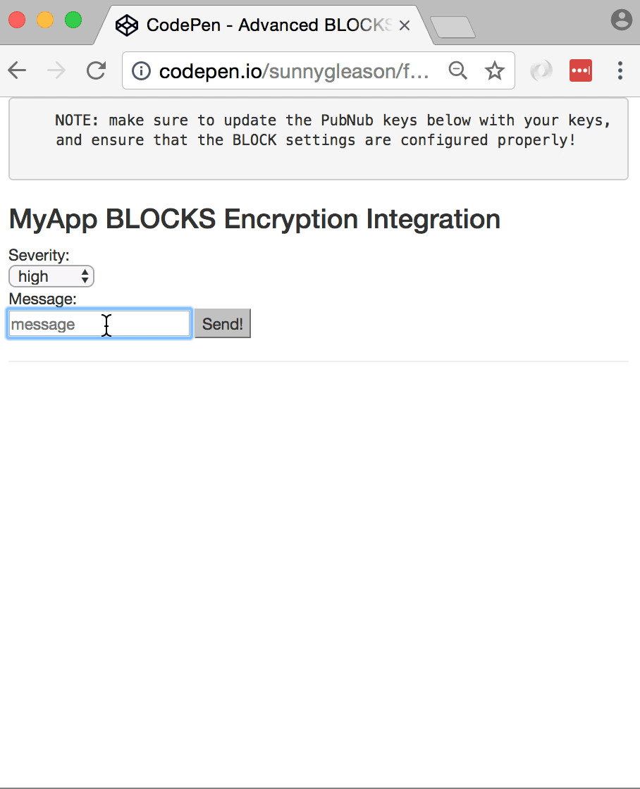 MyApp BLOCKS Encryption Integration