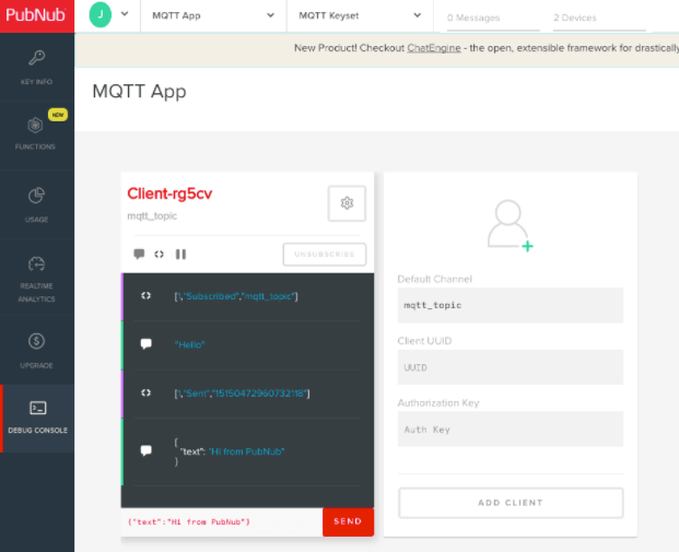Composing-Message Back to MQTT Client Over PubNub