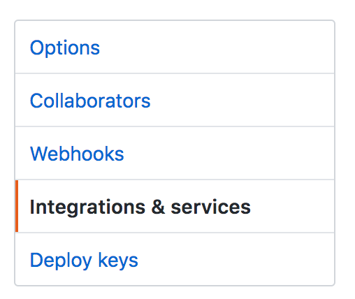 GitHub Settings options