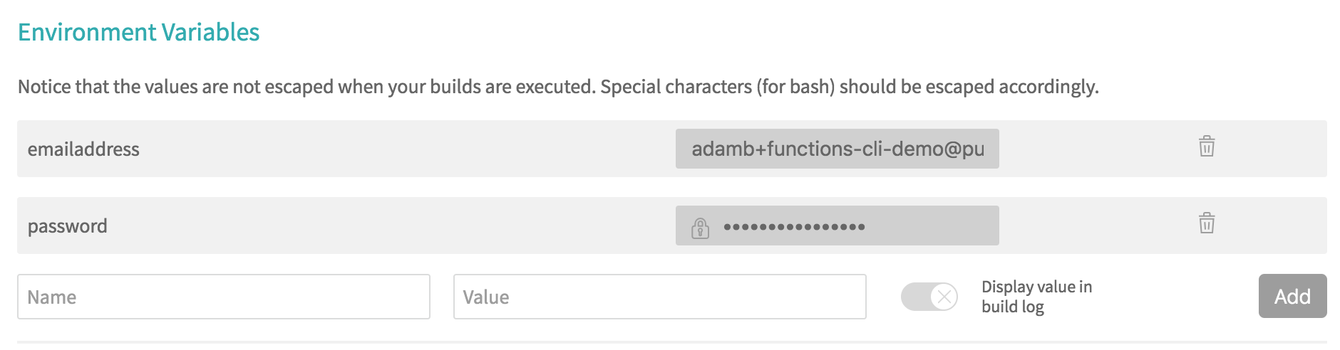 Add new environment variables to Travis-CI