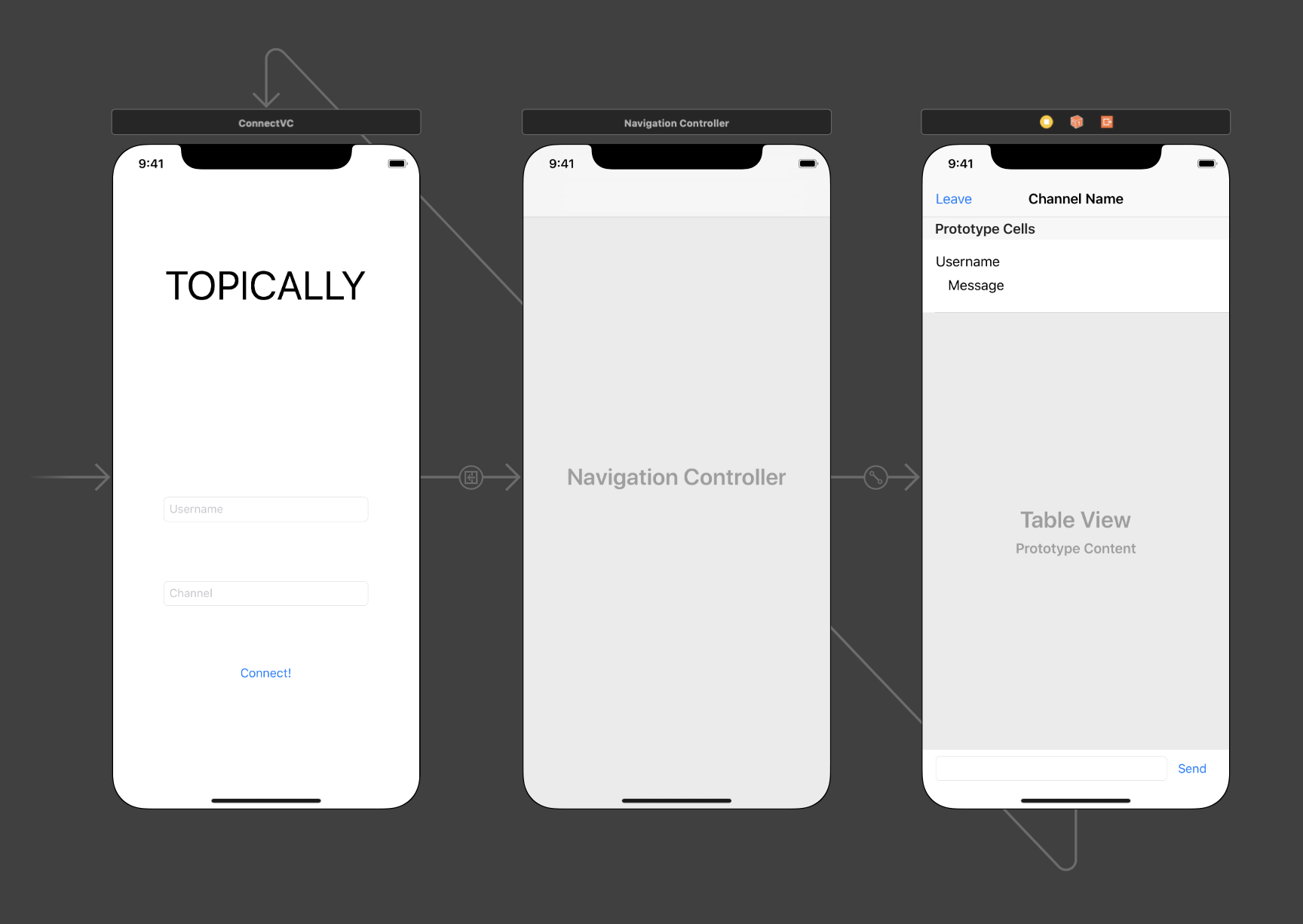 Storyboard Xcode for PubNub Chat