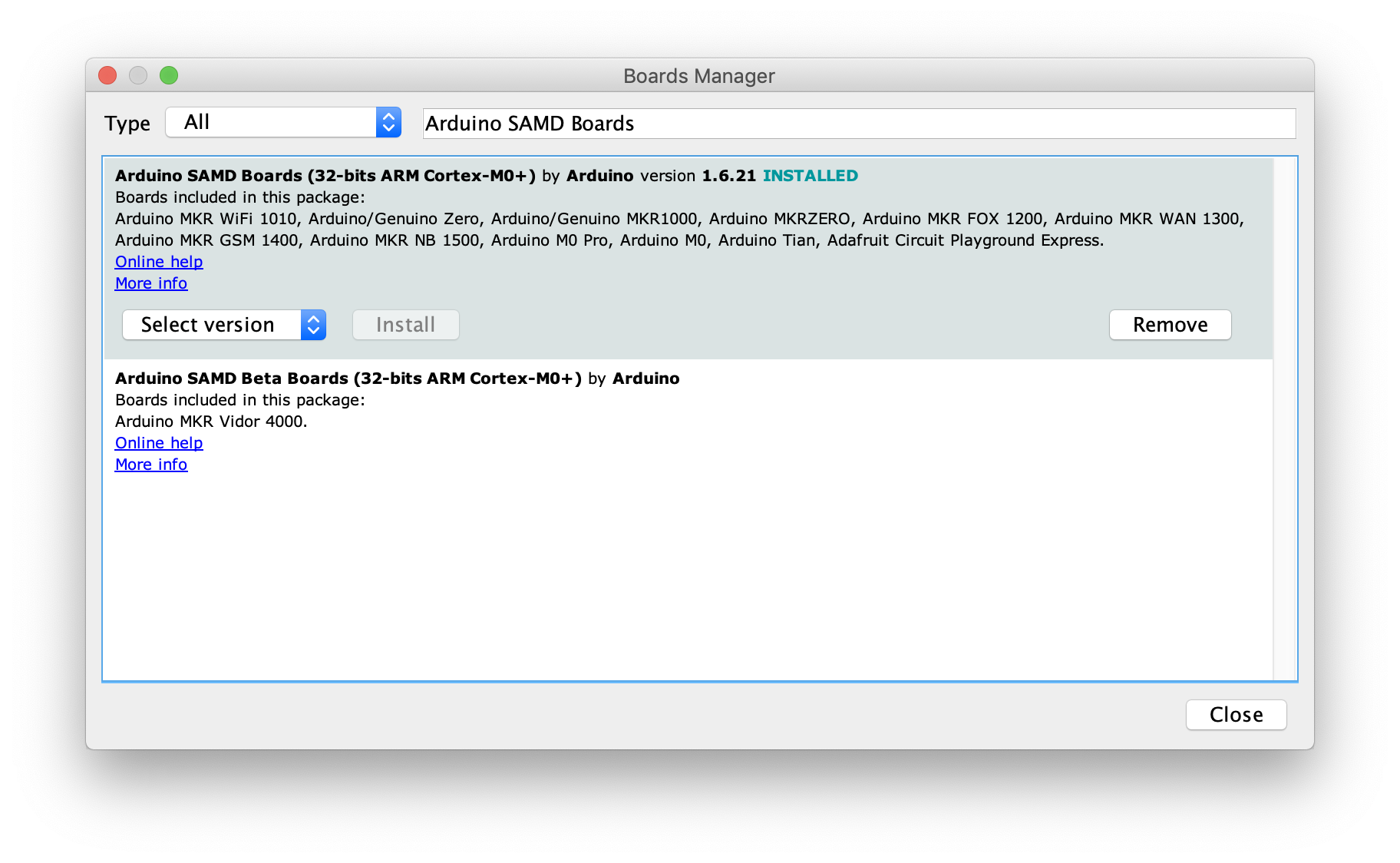 Arduino Board Manager