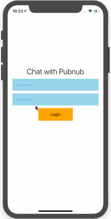 PubNub Chat sign in on React Native