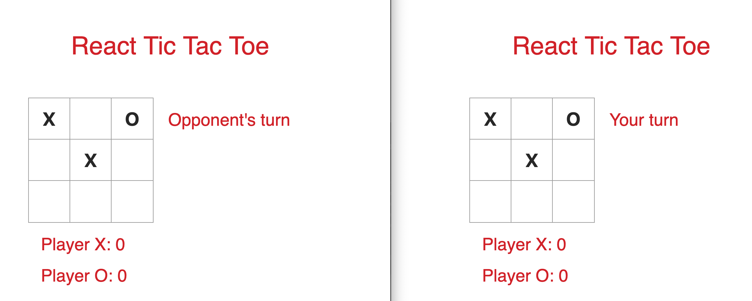 Screen shot of the React Tic Tac Toe Game