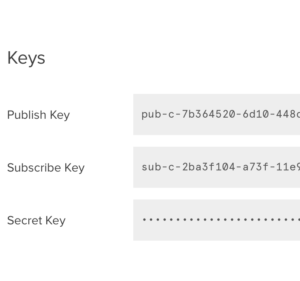 Publish, Subscribe and Secret Keyset for this application