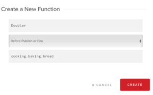 Create new before publish function screen