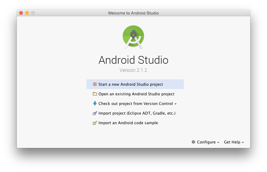 screenshot of creating a new project in Android Studio