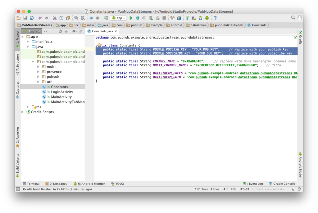 screenshot of sample app in Android Studio