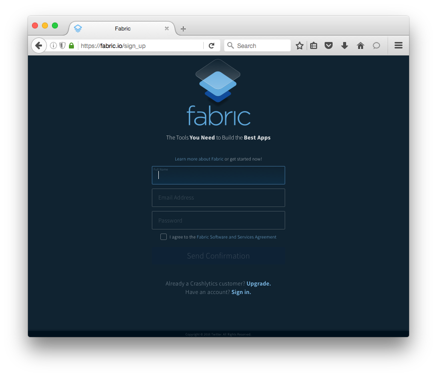 Fabric Signup Page