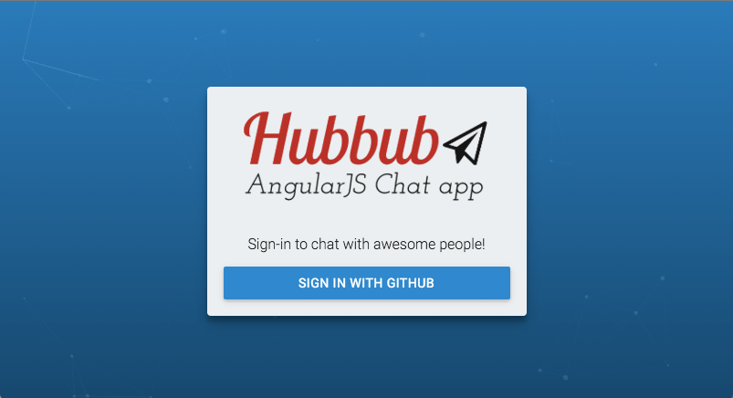 Login view of the AngularJS chat app