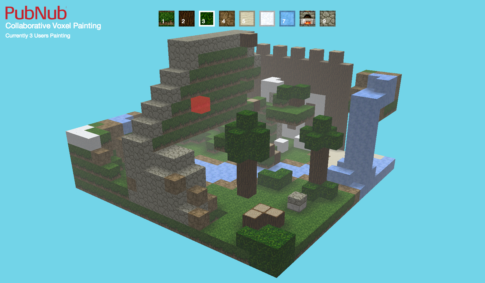 Collaborative Voxel Painting by 3 users