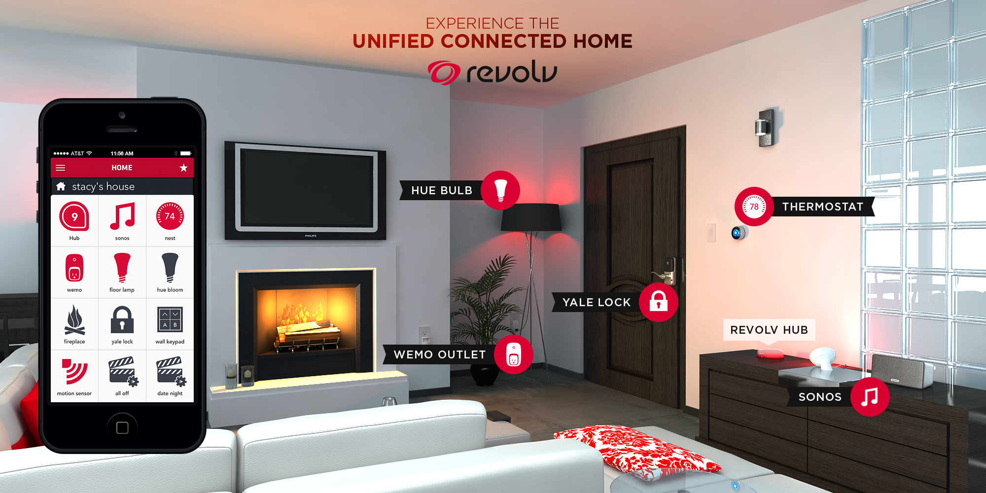Revolv app gives the status of every smart device using Presence