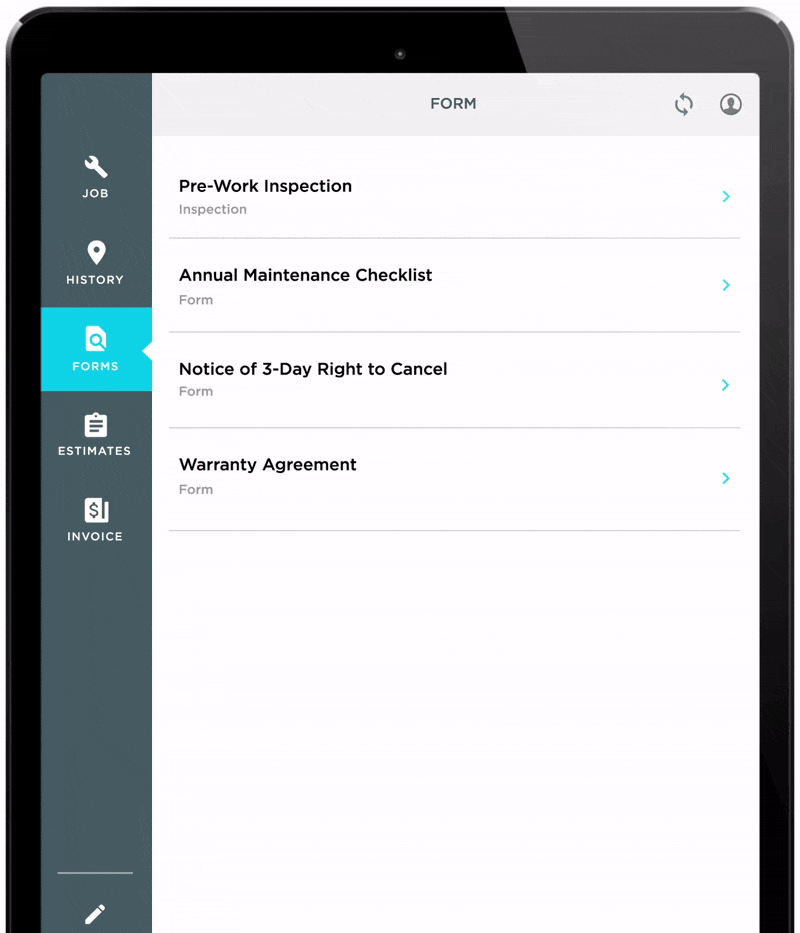 Pre-Work Inspection Forms | Tablet (GIF)