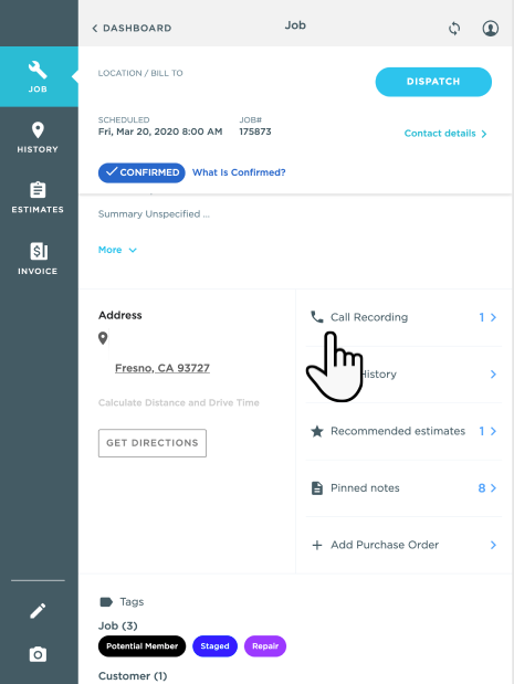 Job Call Recordings in ServiceTitan
