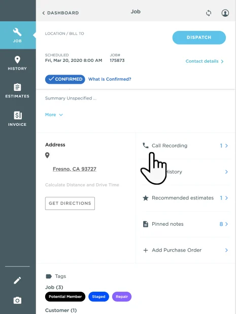 Job Call Recordings in ServiceTitan