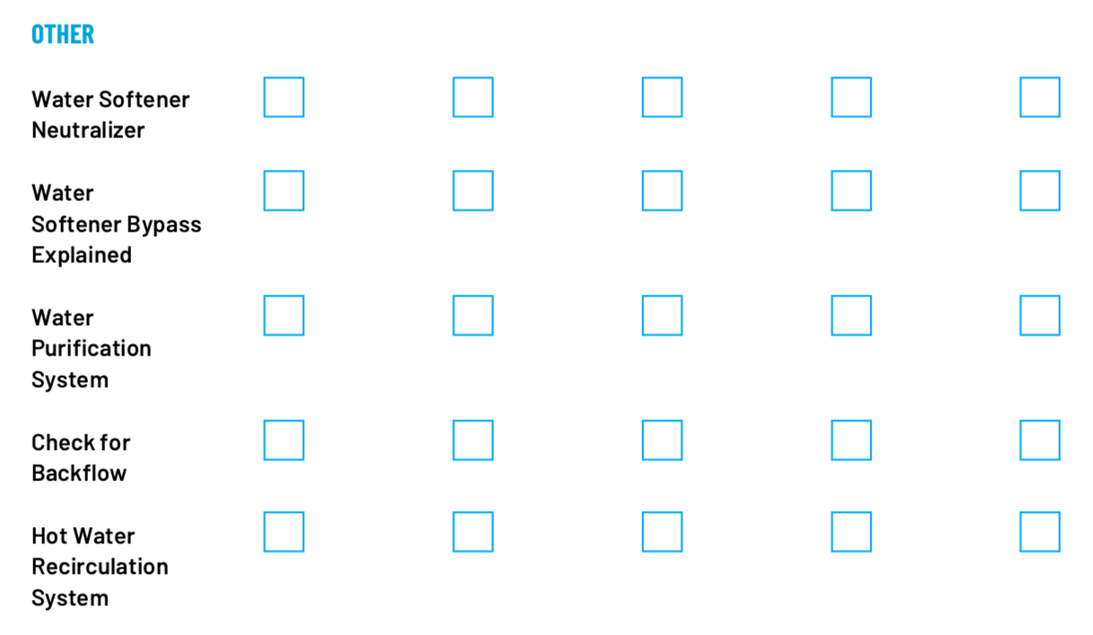 Residential Plumbing Inspection Checklist Template: Other