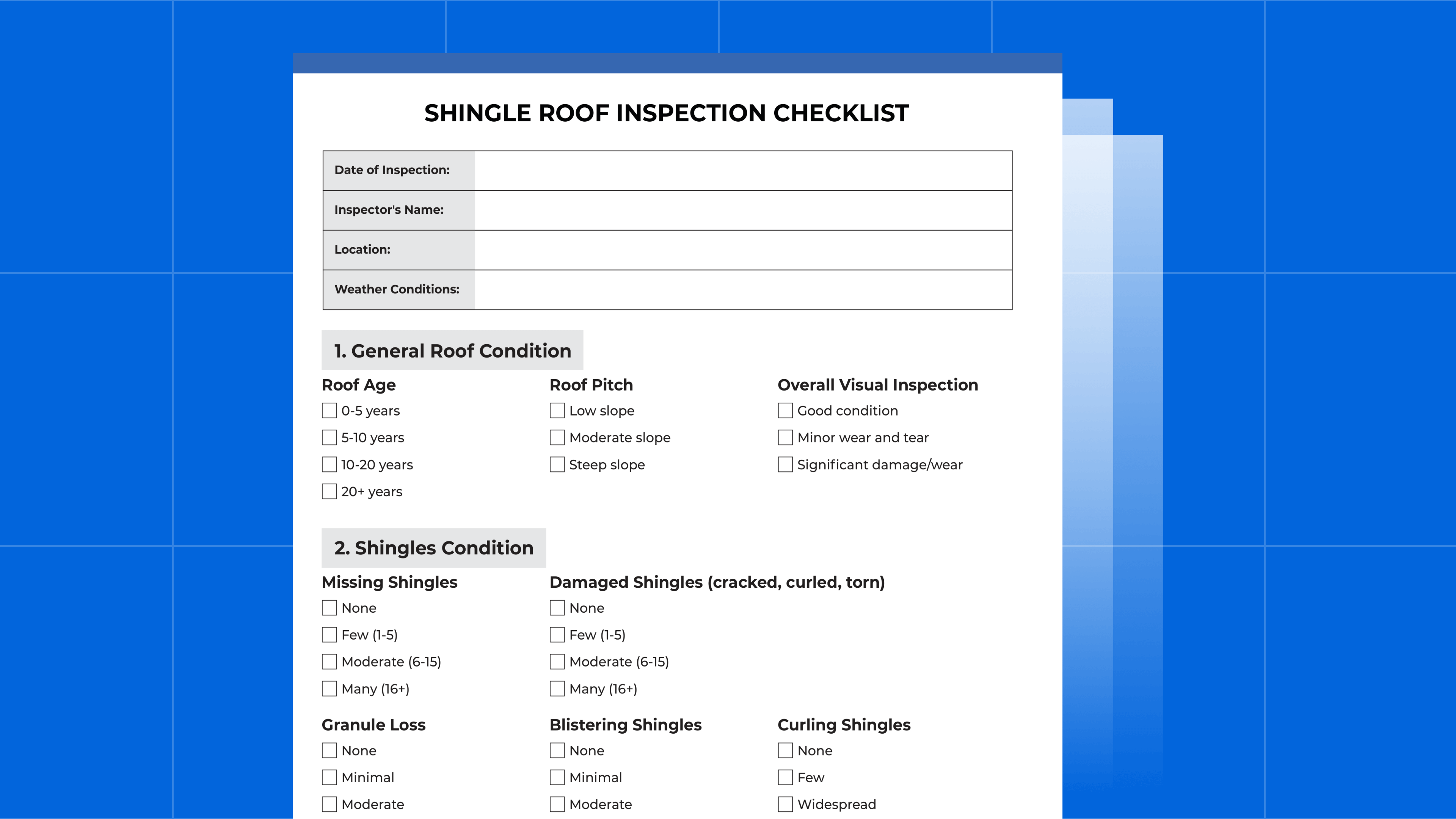 Shingle Roof Inspection Checklist: Free PDF Download