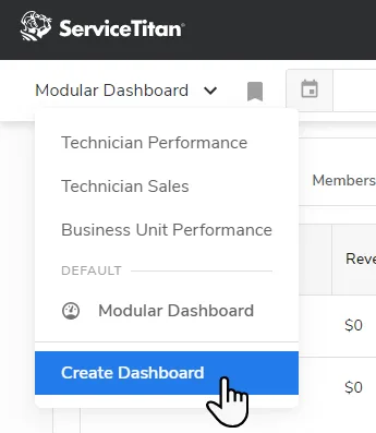 Creating a Dashboard in ServiceTitan example