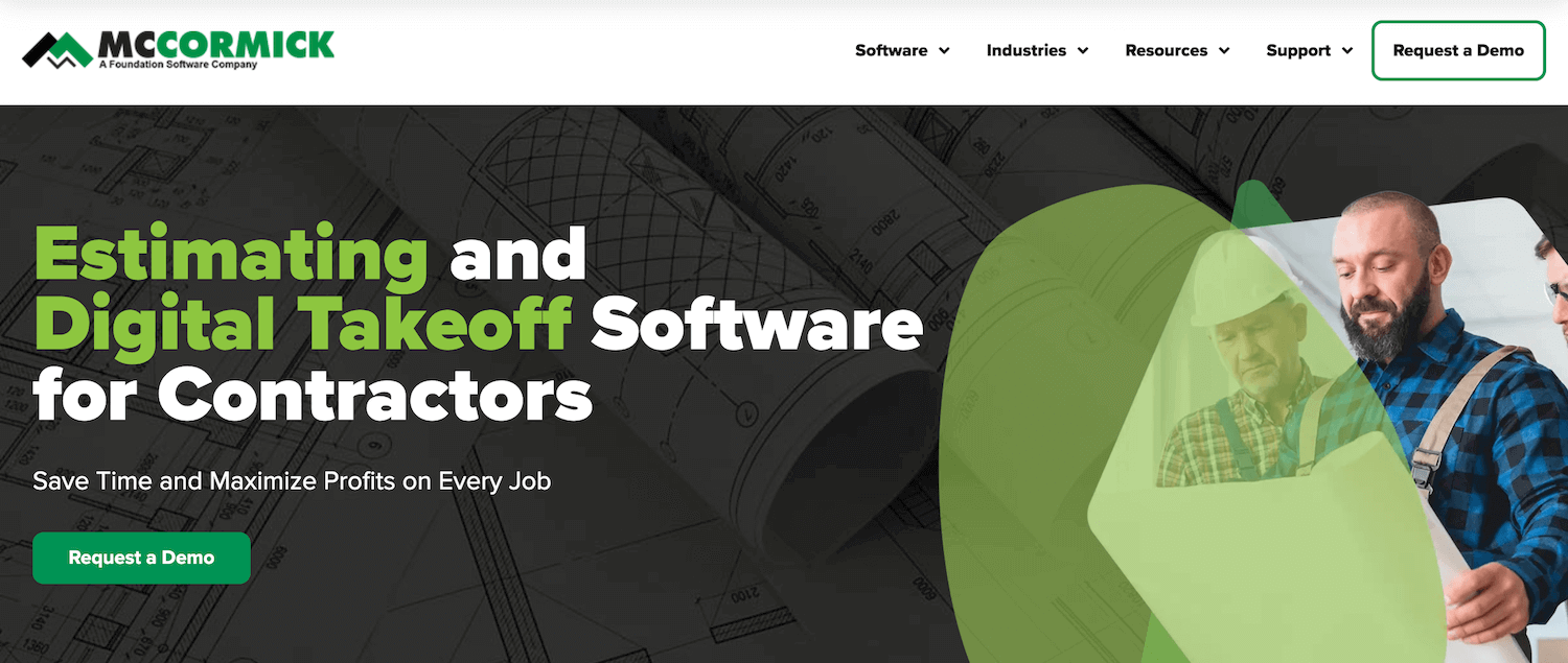 McCormick Systems homepage: Estimating and Digital Takeoff Software for Contractors