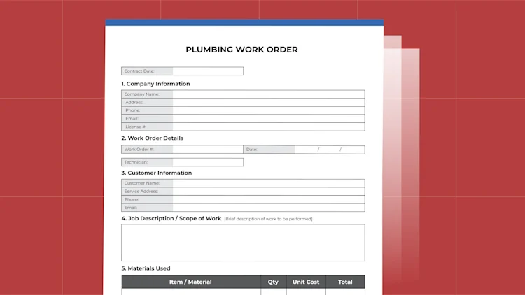 Plumbing Work Order Template: Free PDF Download