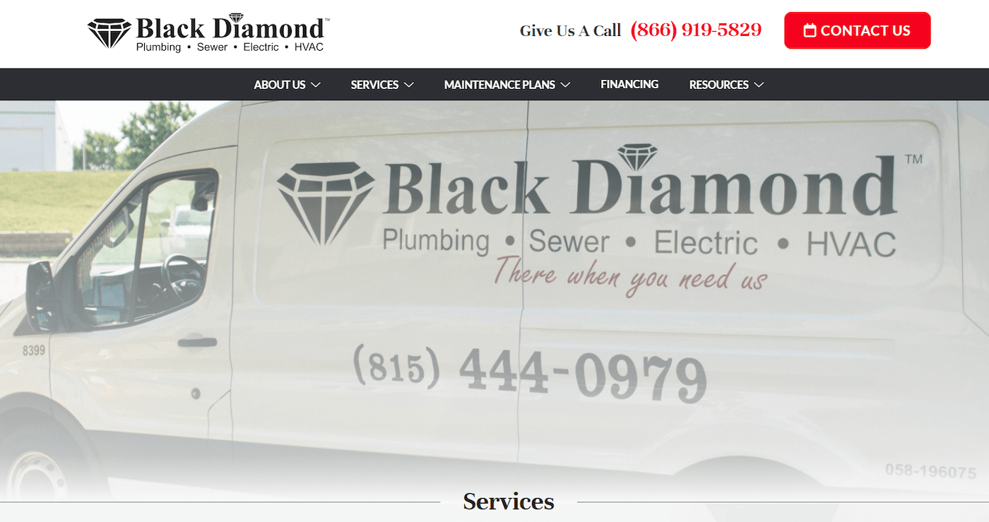 Black Diamond Plumbing & Mechanical, Inc. homepage