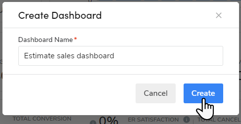 Create Dashboard: Estimate Sales Dashboard
