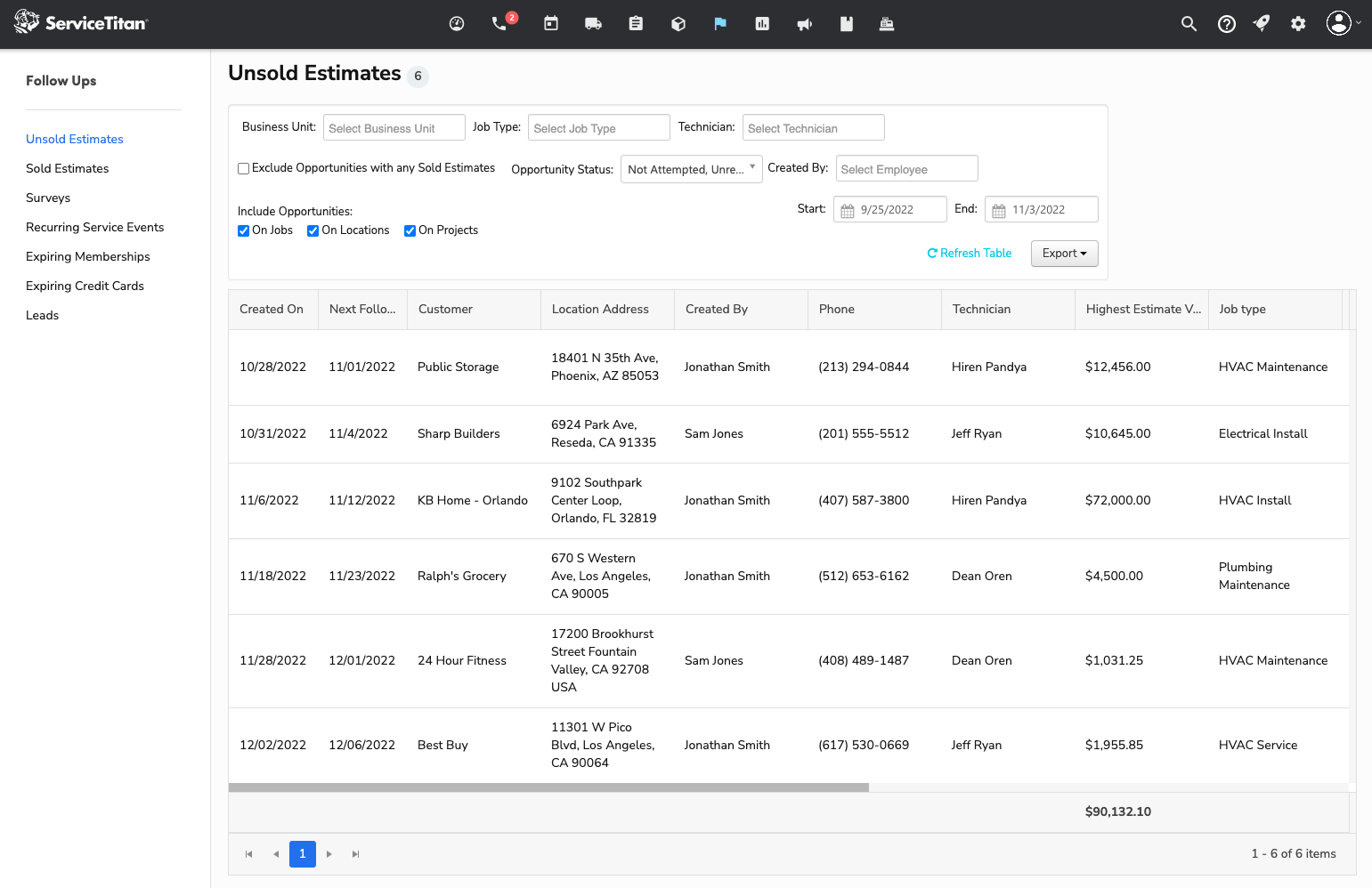 Follow Ups: Unsold Estimates in ServiceTitan