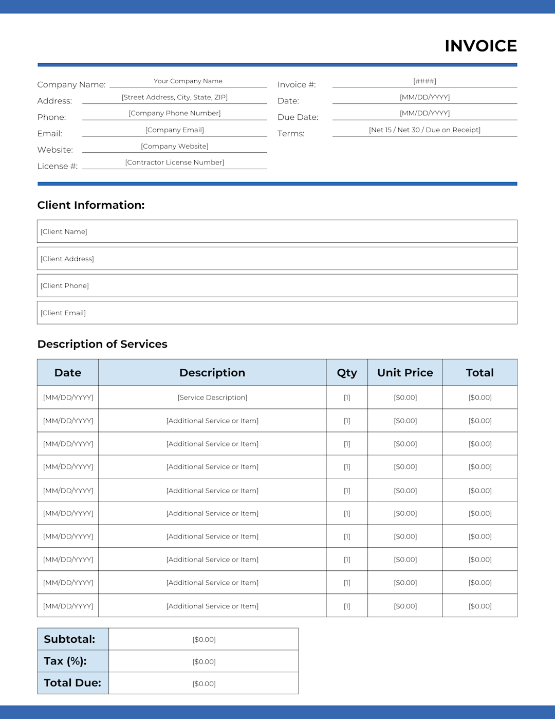 ServiceTitan Invoice Template